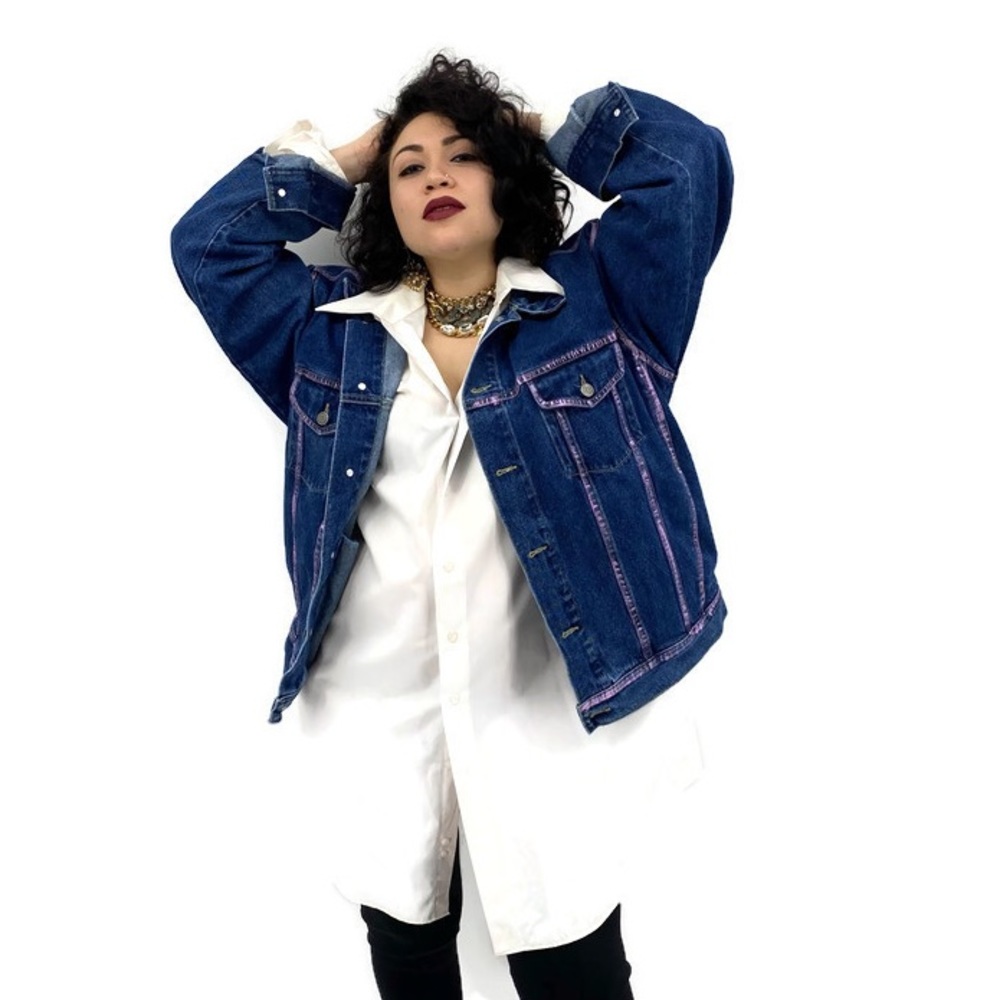 Custom Painted Ex-Boyfriend Denim Trucker Jacket L - Picture 12 of 15